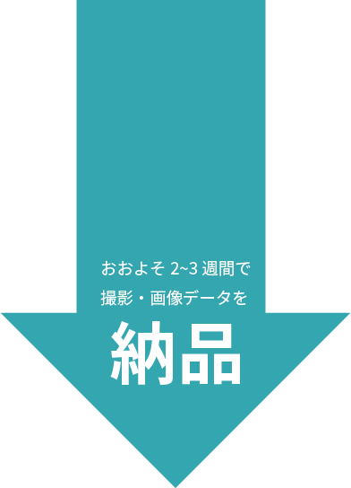 おおよそ2~3週間で撮影・画像データを納品